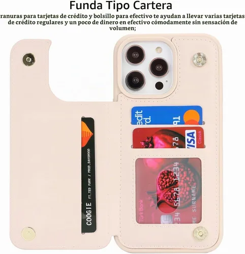 Vista 7 de iCoverCase Funda protectora de piel sintética compatible con iPhone 14 Pro Max con soporte para tarjetas, funda tipo cartera para mujeres y hombres