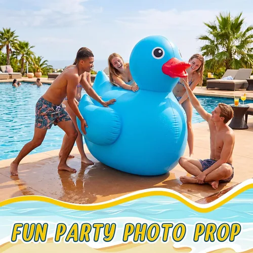 Vista 7 de Hungdao Pato inflable gigante de 5 pies, enorme pato de goma, flotador inflable de piscina para adultos, verano, playa, piscina, decoración de fiesta