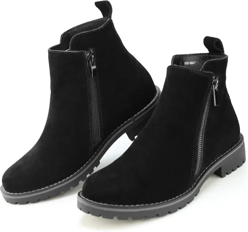 Vista 6 de Hawkwell Botines de piel de ante con cremallera y tacón bajo para mujer
