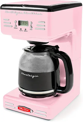 Vista 11 de Nostalgia Cafetera programable retro de 12 tazas con pantalla LED, apagado automático y mantiene el calor, función de pausa y servicio, aguamarina