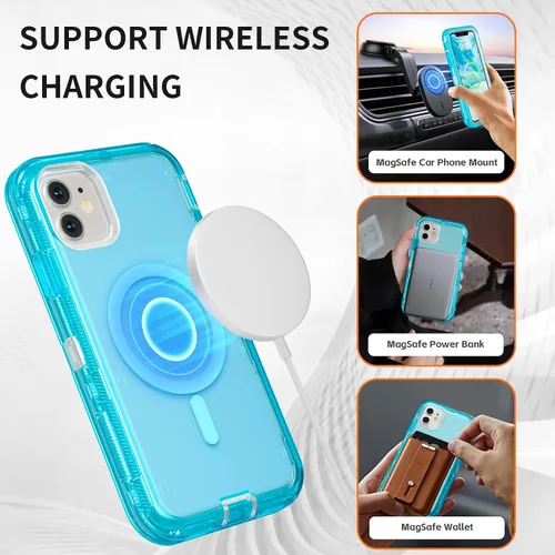 Vista 3 de Follaroma Funda para iPhone 11, Compatible con MagSafe, Fundas de Teléfono de Protección Resistente a Prueba de Golpes de Servicio Pesado
