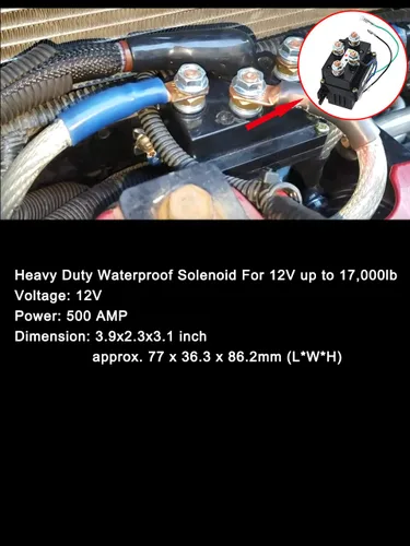 Vista 2 de Contactor de relé solenoide de cabrestante universal de 12V 500 AMP para ACTUALIZACIÓN DE SERVICIO PESADO ALBRIGHT EQUIV