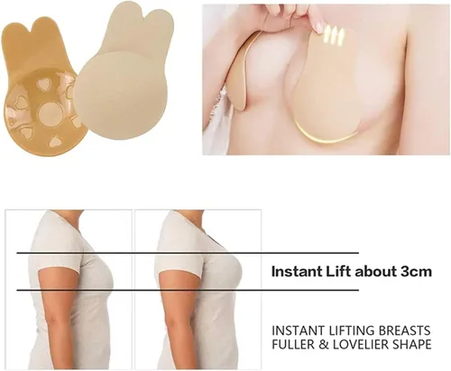 Vista 3 de Adhesive Bra, Breast Lift Strapless Backless Bra Nippless Covers Push Up Self Invisible Sticky Bra for Women (2 Pairs)