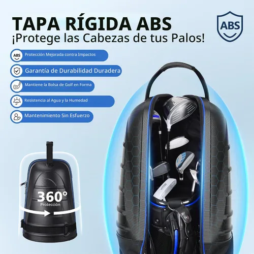 Vista 2 de Golf Travel Bags for Airlines with Wheels, Hard Case Top and 1680D Heavy Duty Oxford Protect Golf Clubs, Lightweight and Easy to Maneuver
