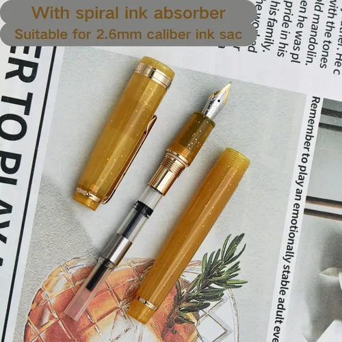 Vista 52 de 82 Pluma estilográfica - Barril de material acrílico, plumín extrafino de iridio con convertidor de tinta, pluma de escritura suave, diseño clásico
