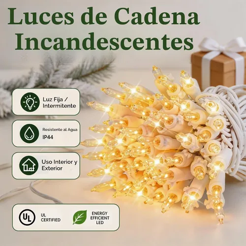 Vista 6 de TW SHINE Luces de Navidad Blanco Cálido, 20 PIES 100 Unidades Luces Incandescentes de Alambre Blanco para Árbol de Navidad, Luces de Cadena
