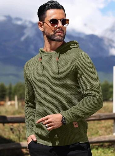 Vista 2 de HYPESTFIT Sudadera con capucha y cordón ajustable para hombre