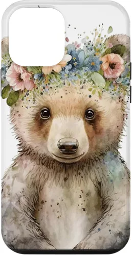 Vista 16 de iPhone 16 Brown Bear Boho Woodland Animal Floral Case