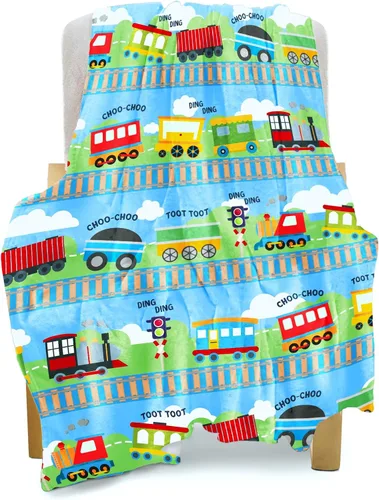 Vista 9 de BOOPBEEP Manta de construcción para niños y niñas, manta ligera para bebés, niños, linda manta suave y pequeña para automóvil, cómoda manta