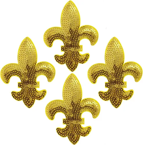 Vista 12 de 10 parches bordados de Mardi Gras Fleur De Lis, color morado, verde y dorado, parches de transferencia cosidos para ropa, sombreros, zapatos, jeans