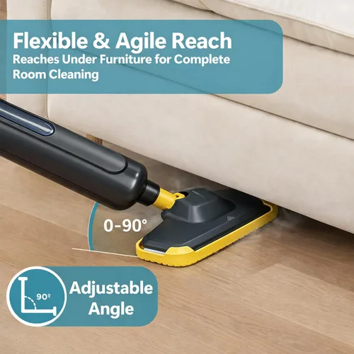 Vista 4 de Simple Deluxe Trapeador de vapor para limpieza de pisos, ligero limpiador de pisos, ideal para suelos de madera dura, azulejos/laminados, 2 Negro