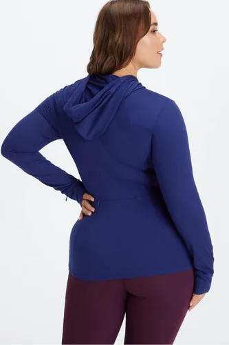 Vista 2 de Fabletics Sudadera con capucha para mujer, tela de rendimiento, para correr, atletismo, gimnasio, entrenamiento, absorbe la humedad, tejido