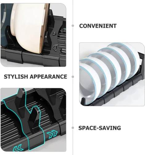 Vista 6 de Kichvoe Escurridor de platos ajustable para gabinete y bandeja de secado para encimera de cocina, elegante material de PP