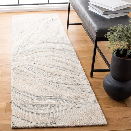 Vista 7 de SAFAVIEH Metro Collection - Alfombra decorativa de 2 x 3 pies, marfil y marrón, hecha a mano, lana abstracta moderna, ideal para zonas de alto