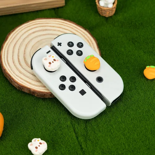 Vista 6 de GeekShare Lindas tapas de silicona Joycon con agarre para pulgar, cubierta de joystick compatible con Nintendo SwitchOLEDSwitch Lite, 4