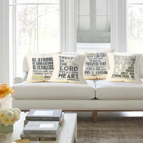 Vista 2 de (RB) - Juego de 4 fundas de almohada inspiradoras con diseño de las Escrituras, 18 x 18 pulgadas, decoración cristiana, regalo cristiano, regalos
