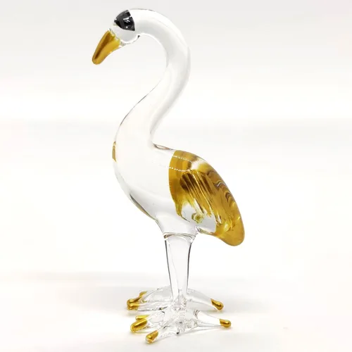 Vista 8 de Figuras en miniatura de flamenco de animales pintados a mano de vidrio soplado, arte de pájaro, regalo coleccionable para decorar (2 rojo azul)