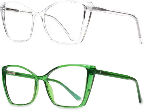 Vista 18 de Gafas de Bloqueo de Luz Azul para Mujeres, de Gran Tamaño con Estilo Ojo de Gato para Computadora y Videojuegos Antirreflejos y Anti-UV RF6204 Verde