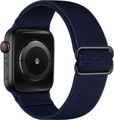Vista 34 de OXWALLEN - Correa elástica Solo Loop de nailon y de tamaño XL, compatible con Apple Watch de 38 mm y 40 mm, correa trenzada, deportiva, ajustable