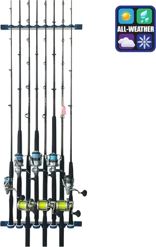 Vista 8 de Rush Creek Creations Fishing Rod Holder, Garage Organization and Wall Storage, for Reels, Gear and Accessories (Vertical/Horizontal Rack)