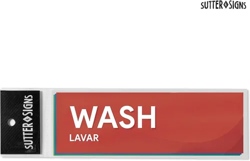Vista 4 de Etiquetas adhesivas para fregadero de lavado y enjuague Letreros