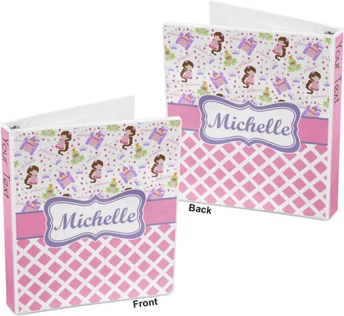 Vista 5 de Carpeta personalizada de 3 anillas con estampado de princesa y diamante, 1 pulgada