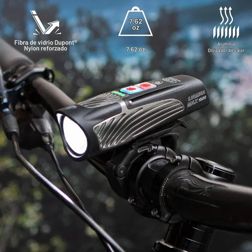 Vista 6 de NiteRider Lumina Max 1500/2000/2500 Bike Light USB-C Rechargeable LED Headlight with Wireless Control, 8 Lighting Modes, 8-Step Fuel Gauge, IP64