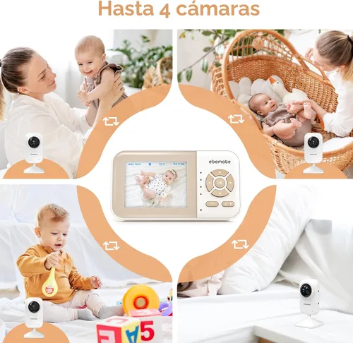Vista 9 de ebemate Cámara de Monitoreo de Bebé con Video, Cámara de Monitoreo de Audio de Comunicación Bidireccional con Canciones de Cuna Monitoreo de Bebé