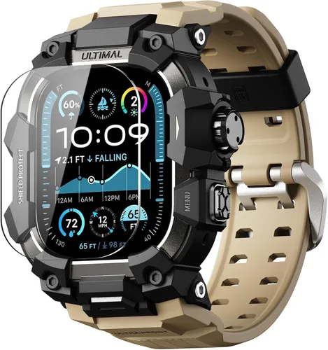Vista 20 de ULTIMAL Funda Resistente con Correa para Apple Watch 44mm, Compatible con Apple Watch Series SE 3/SE 2/SE Generation/6/5/4, Funda Táctica Antigolpes