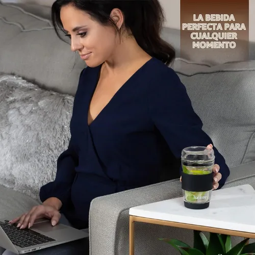 Vista 7 de Vaso de vidrio de doble pared, 8 onzas, vaso de té/café aislado y reutilizable hecho completamente de vidrio soplado a mano con tapa, taza de viaje