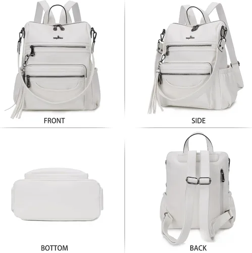 Vista 12 de Bolsos mochila monedero de piel sintética para mujer, bolsas con zíper, mochilas de hombro casuales