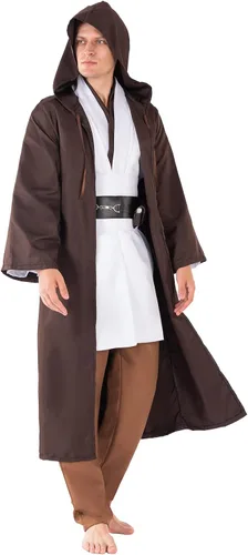 Vista 7 de Disfraz de caballero para hombre, bata de Luke Skywalker para juego de rol, trajes de capa de maestro, túnica con capucha, conjuntos completos
