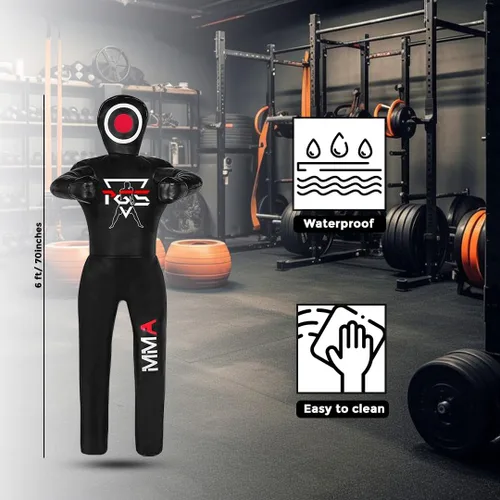 Vista 7 de PGS Grappling Dummy - Socio de entrenamiento de lucha libre sin relleno, BJJ, MMA, judo y karate, saco de boxeo de vinilo duradero para práctica