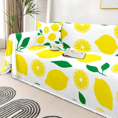 Vista 4 de Funda de sofá con estampado de limón, fundas de sofá resistentes a las manchas, protector universal de muebles Multi4