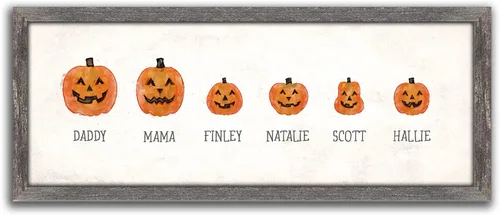 Vista 72 de Personal-Prints Familia Jack-O-Lantern – Regalo único personalizado de Halloween u otoño para Acción de Gracias o decoración y inauguración