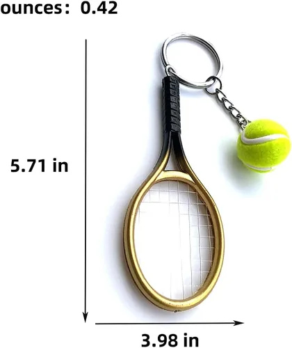 Vista 2 de Mini raqueta de tenis de color con llavero de bola