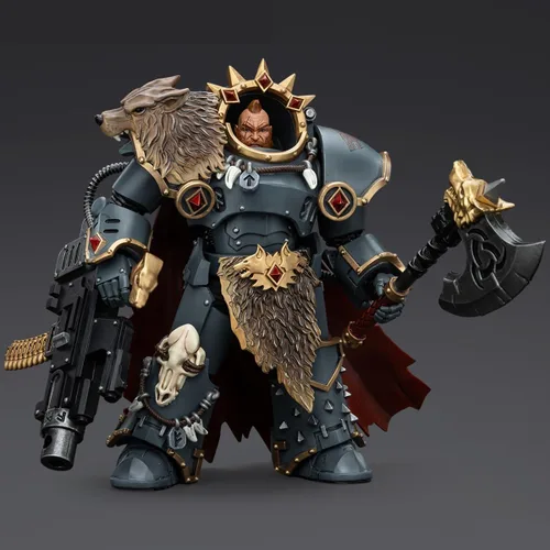 Vista 7 de JOYTOY 1/18 Warhammer 40,000 Figura de acción Space Wolves Hvarl Colección Red-Blade Modelo Regalo de cumpleaños Jt00140