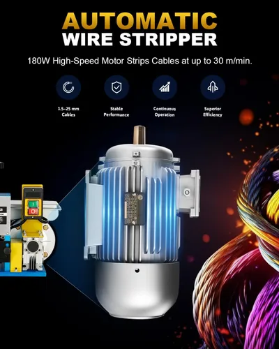 Vista 3 de CREWORKS Máquina peladora de cables eléctrica de 180 W, máquina peladora automática de cables de 0.06 a 1.18 pulgadas, herramienta de pelado