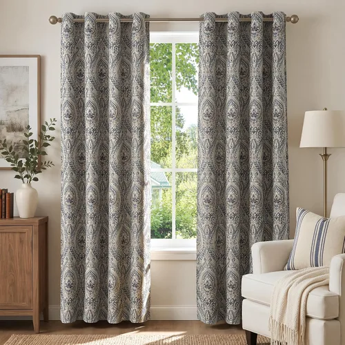 Vista 34 de jinchan Cortinas de lino texturizadas para oscurecer la sala de estar, 54 pulgadas de largo, cortinas de medallón para dormitorio, tratamientos
