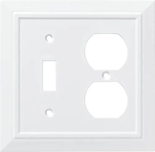 Vista 15 de Franklin Placa de pared/placa para interruptores/funda, simple, de arquitectura clásica, de bronce, Blanco, W35242-PW-C
