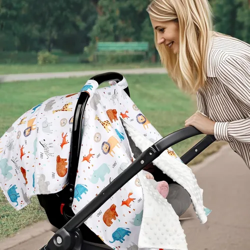 Vista 8 de ManFaiSky - Funda de asiento de coche para bebé, fundas suaves para asiento de automóvil para bebé, funda de lactancia multiusos y toldo