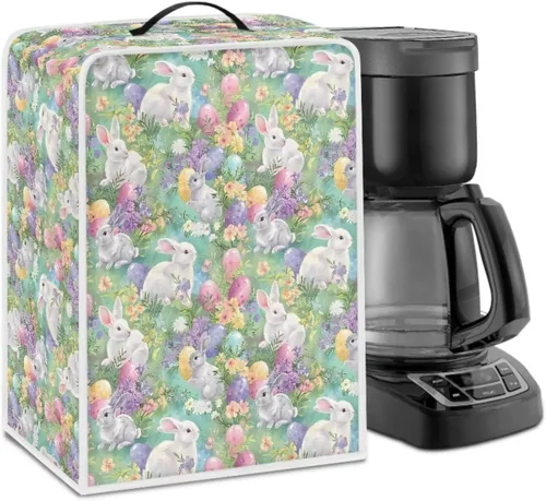 Vista 41 de Funda para cafetera, poliéster, azul, se adapta a la mayoría de máquinas de café estándar, protector resistente al polvo, huellas dactilares