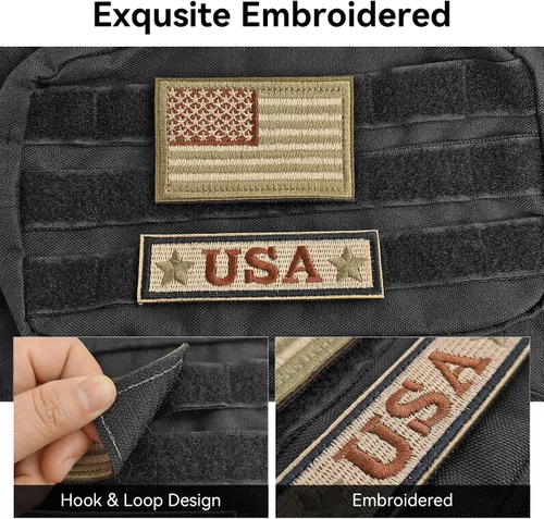 Vista 2 de AXEN American Flag Patches Pack, Tactical Morale US Flag Patch Pack Loop and Hook Fasten for Backpack Hat Cap Uniform Vest, Pack of 20