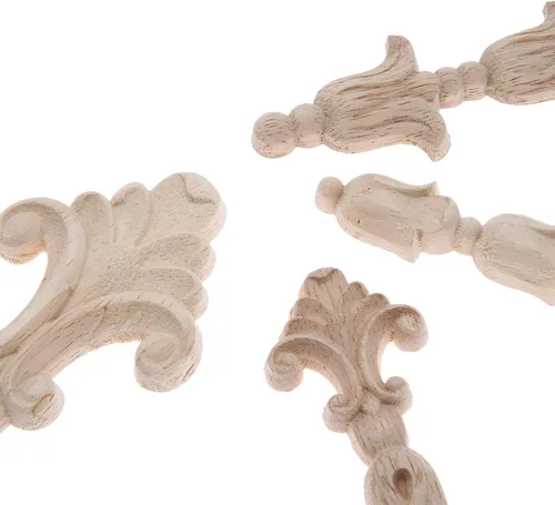 Vista 3 de MUXSAM Calcomanías largas de madera tallada, paquete de 4 apliques decorativos para muebles para pared, puerta, espejo, armario, armario, cabecero