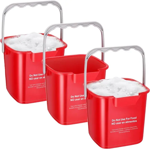 Vista 7 de Uiifan 3 Pcs 6 Quart Cleaning Bucket Small Sanitizing Square Bucket Detergent Pail Plastic Cleaning Pail with Handles and Measurements Spout for