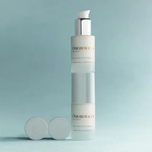 Vista 3 de Omorovicza Crema de ojos revitalizante (0.51 onzas), crema iluminadora debajo de los ojos con árnica, extracto de alfalfa y péptido de avellana