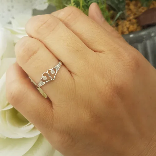 Vista 5 de Dazzlingrock Collection Anillo de compromiso de plata de ley con diamantes blancos redondos de 0,15 quilates (quilates)