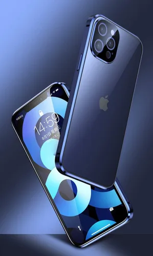 Vista 6 de Funda Henghui magnética, con cierre, para iPhone 12 Pro Max, de vidrio, con protector de pantalla y cierre de seguridad para lente de cámara, cuerpo