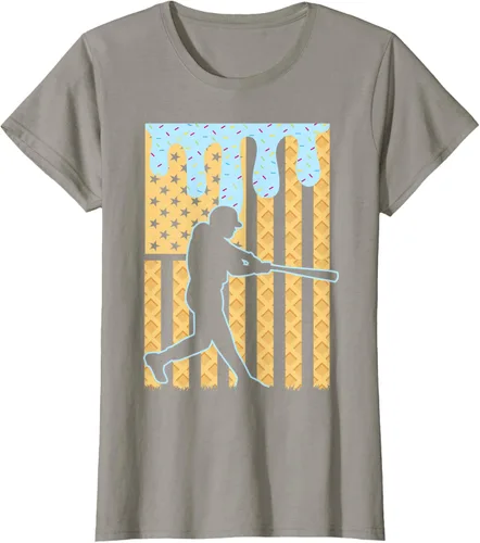 Vista 53 de Camiseta de béisbol Drip Boys Dripping Ice Cream Baseball American Flag, Negro -, Pequeña
