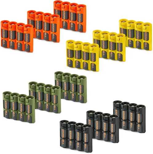 Vista 9 de Soporte para 12 baterías Storacell, AA Powerpax, color amarillo. Negro